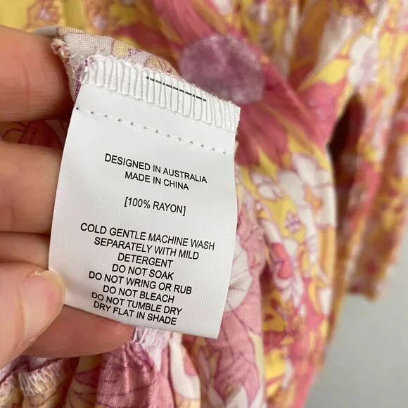 Label of Love Mini Dress Women Size Medium Pink Floral Babydoll Bell Sleeves New - Picture 10 of 16